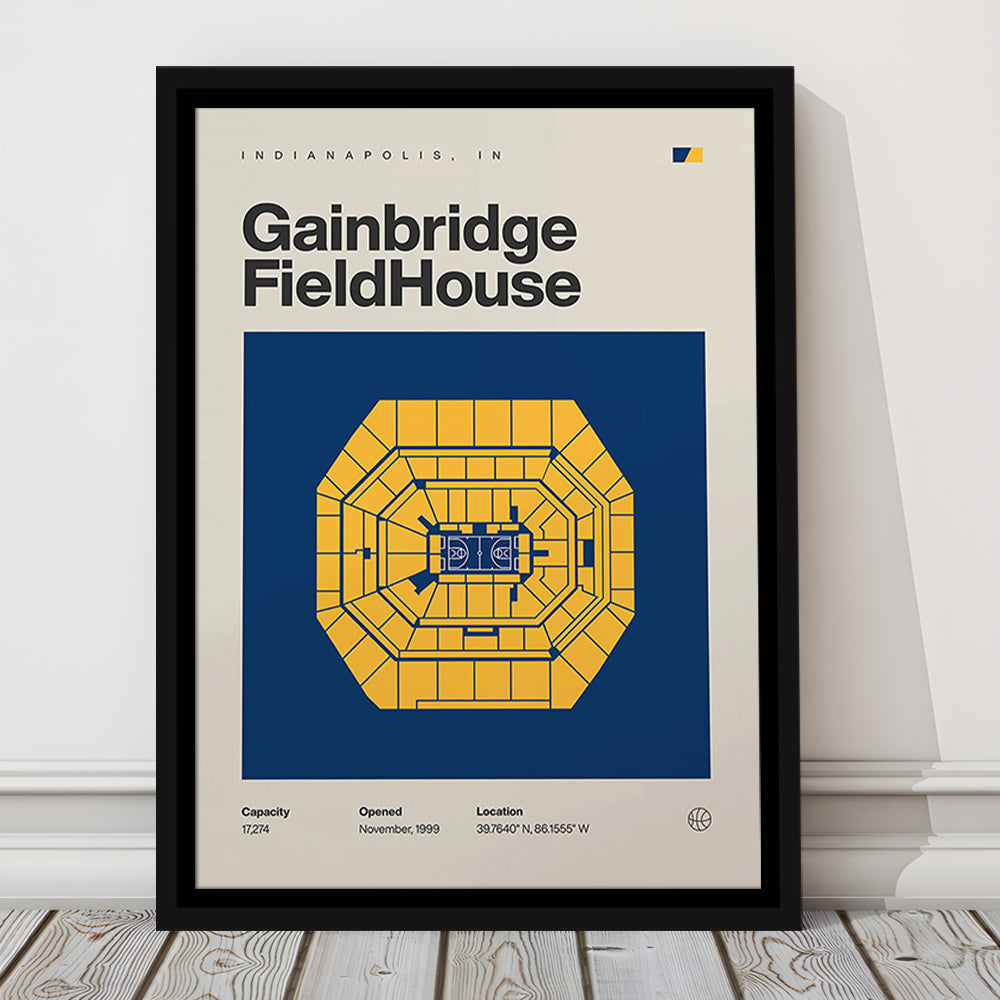 Indiana Pacers Stadium Print, Gainbridge Fieldhouse Stadium Print, Man Cave Gift, Floating Framed Canvas Print Wall Art