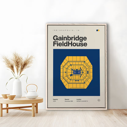 Indiana Pacers Stadium Print, Gainbridge Fieldhouse Stadium Print, Man Cave Gift, Floating Framed Canvas Print Wall Art