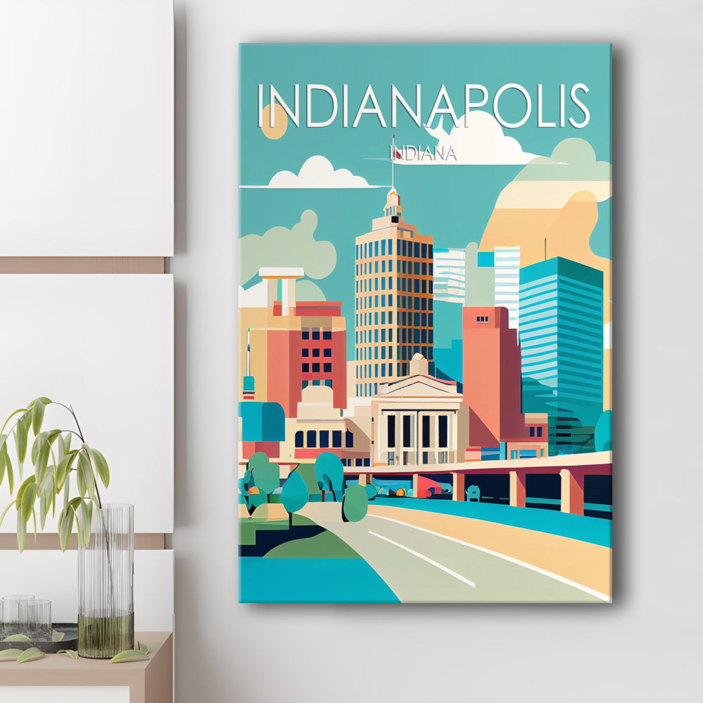 Indianapolis Retro Art Print, Indianapolis City Wall Art, Canvas Print, Painting Canvas, Living Room Decor