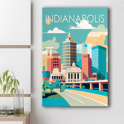 Indianapolis Retro Art Print, Indianapolis City Wall Art, Canvas Print, Painting Canvas, Living Room Decor
