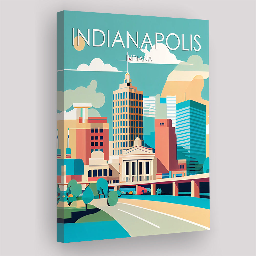 Indianapolis Retro Art Print, Indianapolis City Wall Art, Canvas Print, Painting Canvas, Living Room Decor