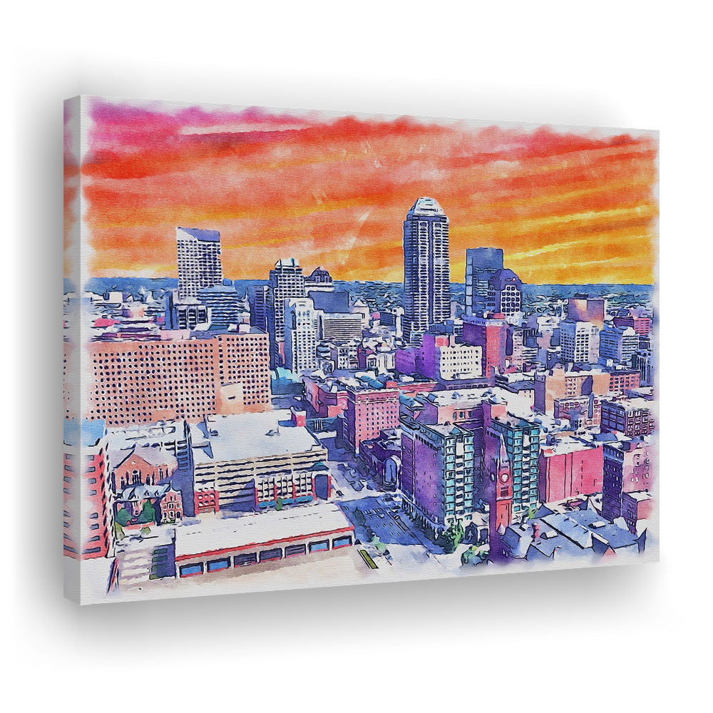 Indianapolis Watercolor Painting Canvas, Indianapolis Indiana, Sport Art, Gifts for him, Canvas Print Wall Art