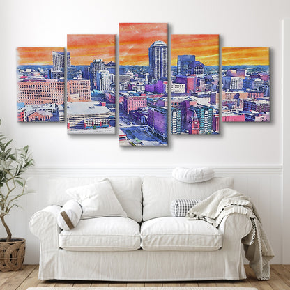 Indianapolis Watercolor Painting Canvas, Indianapolis Indiana, Sport Art, Mixed 5 Panel, Canvas Print Wall Art