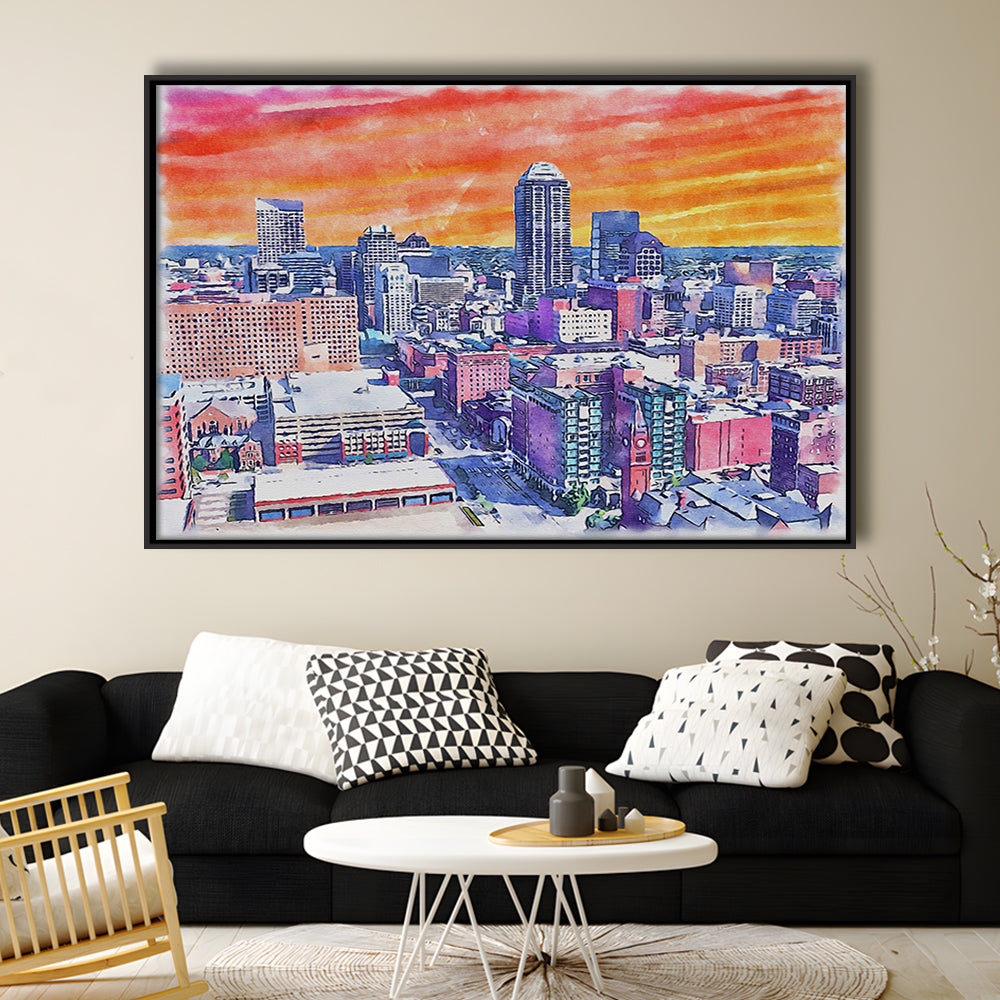Indianapolis Watercolor Painting Canvas, Indianapolis Indiana, Sport Gift Art, Framed Canvas Print Wall Art