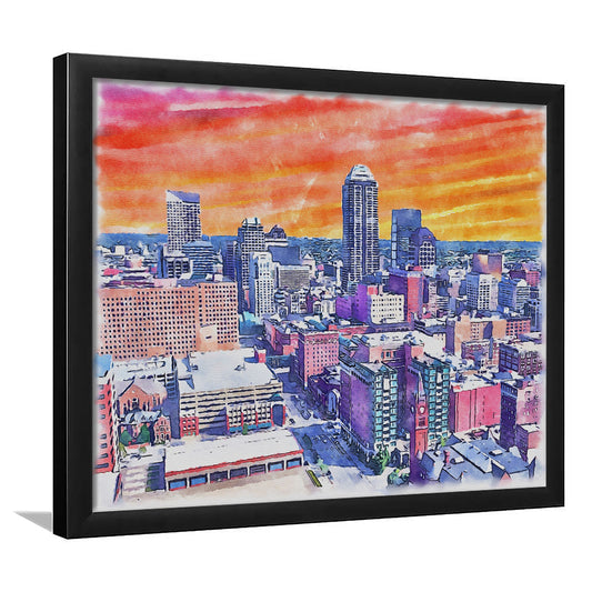 Indianapolis Watercolor Painting Canvas, Indianapolis Indiana, Sport Gift Art, Framed Art Print Wall Decor