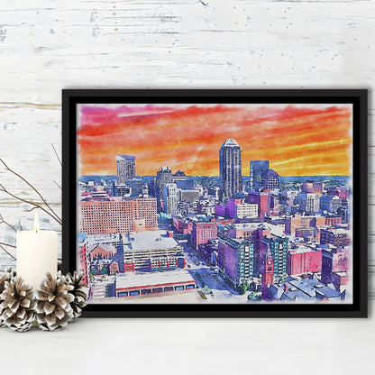 Indianapolis Watercolor Painting Canvas, Indianapolis Indiana, Sport Gift Art, Framed Canvas Print Wall Art