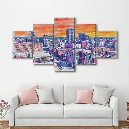 Indianapolis Watercolor Painting Canvas, Indianapolis Indiana, Sport Art, Mixed 5 Panel, Canvas Print Wall Art