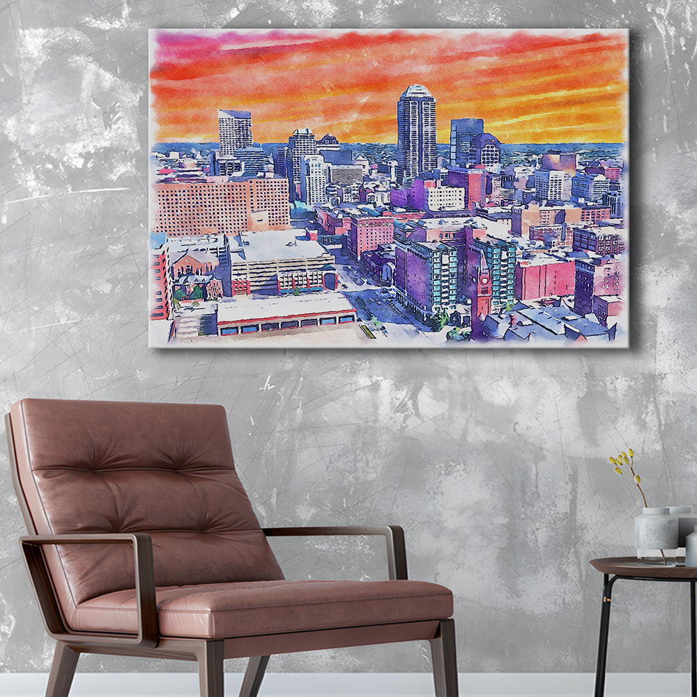 Indianapolis Watercolor Painting Canvas, Indianapolis Indiana, Sport Art, Gifts for him, Canvas Print Wall Art