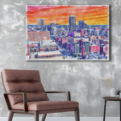 Indianapolis Watercolor Painting Canvas, Indianapolis Indiana, Sport Art, Gifts for him, Canvas Print Wall Art