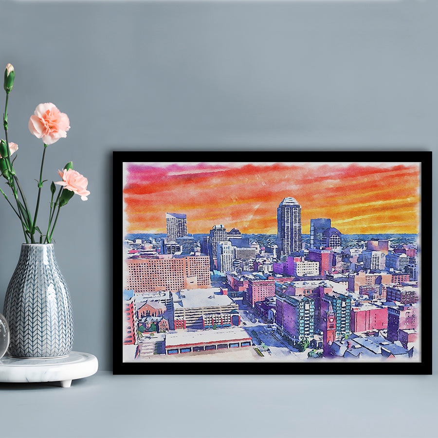 Indianapolis Watercolor Painting Canvas, Indianapolis Indiana, Sport Gift Art, Framed Art Print Wall Decor