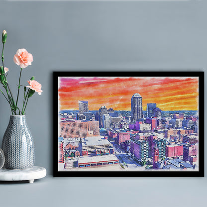 Indianapolis Watercolor Painting Canvas, Indianapolis Indiana, Sport Gift Art, Framed Art Print Wall Decor