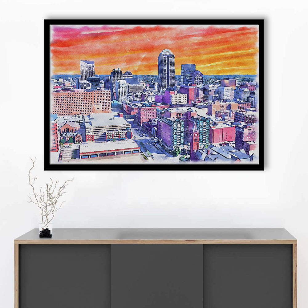 Indianapolis Watercolor Painting Canvas, Indianapolis Indiana, Sport Gift Art, Framed Art Print Wall Decor