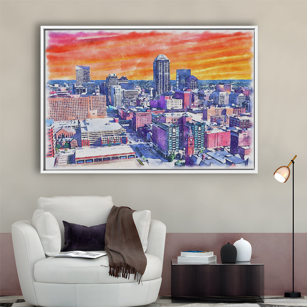 Indianapolis Watercolor Painting Canvas, Indianapolis Indiana, Sport Gift Art, Framed Canvas Print Wall Art
