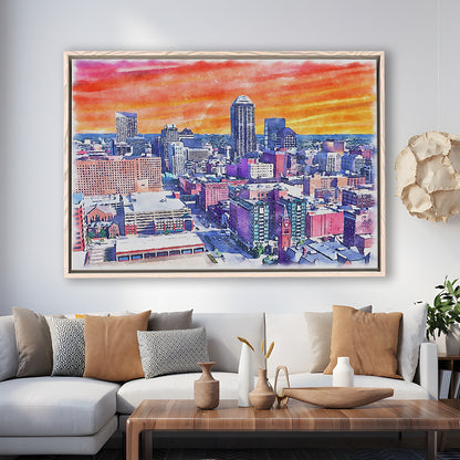 Indianapolis Watercolor Painting Canvas, Indianapolis Indiana, Sport Gift Art, Framed Canvas Print Wall Art