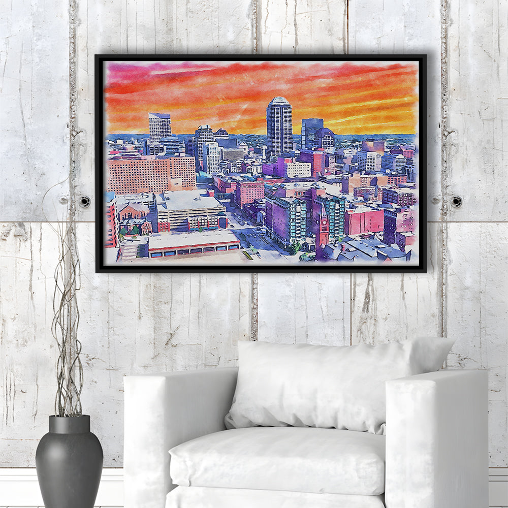 Indianapolis Watercolor Painting Canvas, Indianapolis Indiana, Sport Gift Art, Framed Canvas Print Wall Art