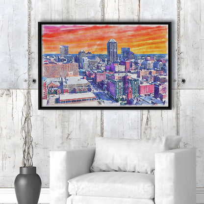 Indianapolis Watercolor Painting Canvas, Indianapolis Indiana, Sport Gift Art, Framed Canvas Print Wall Art