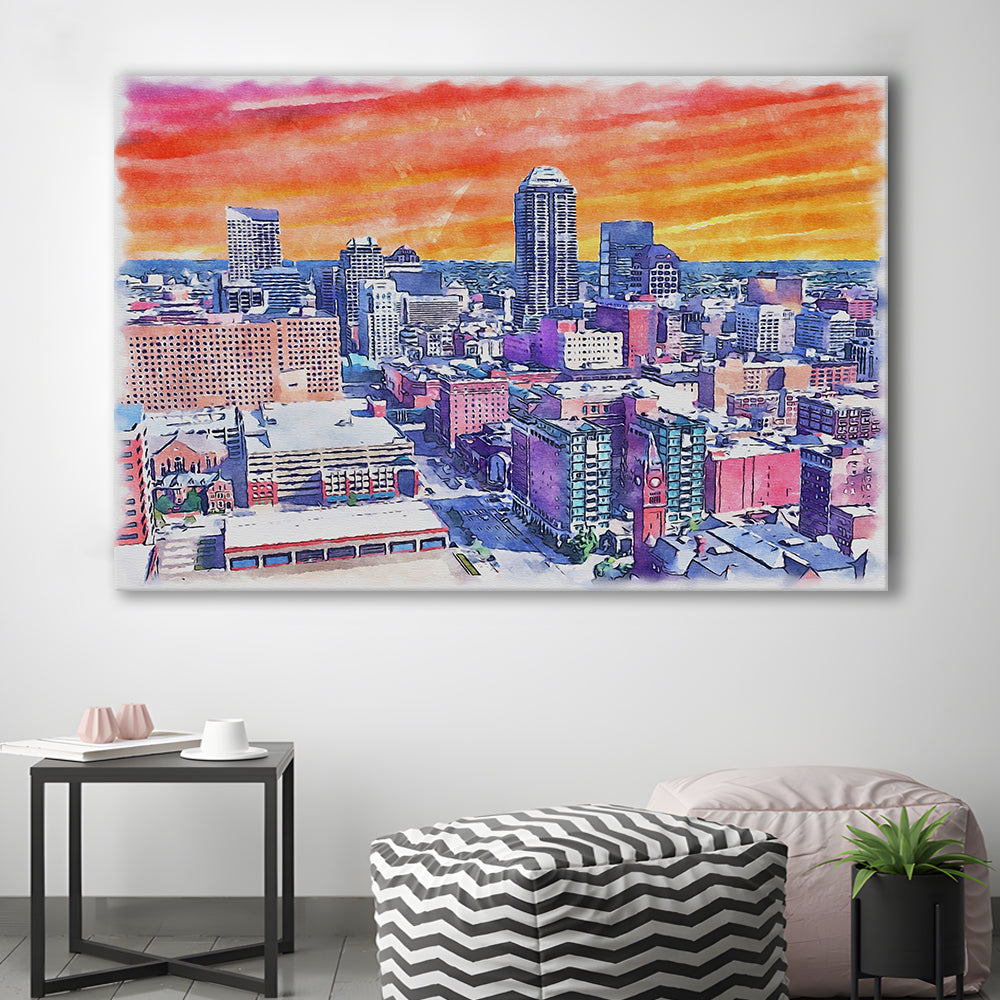 Indianapolis Watercolor Painting Canvas, Indianapolis Indiana, Sport Art, Gifts for him, Canvas Print Wall Art