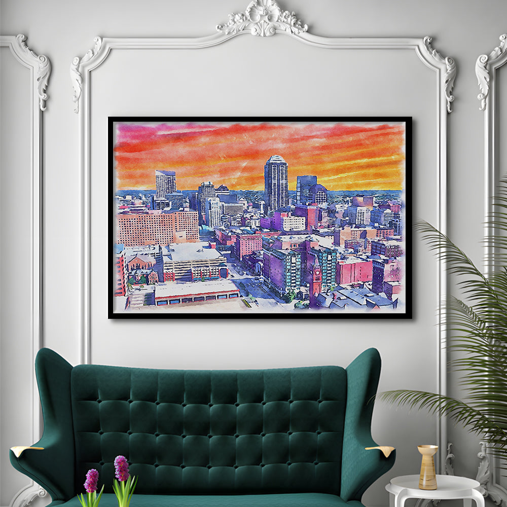 Indianapolis Watercolor Painting Canvas, Indianapolis Indiana, Sport Gift Art, Framed Art Print Wall Decor