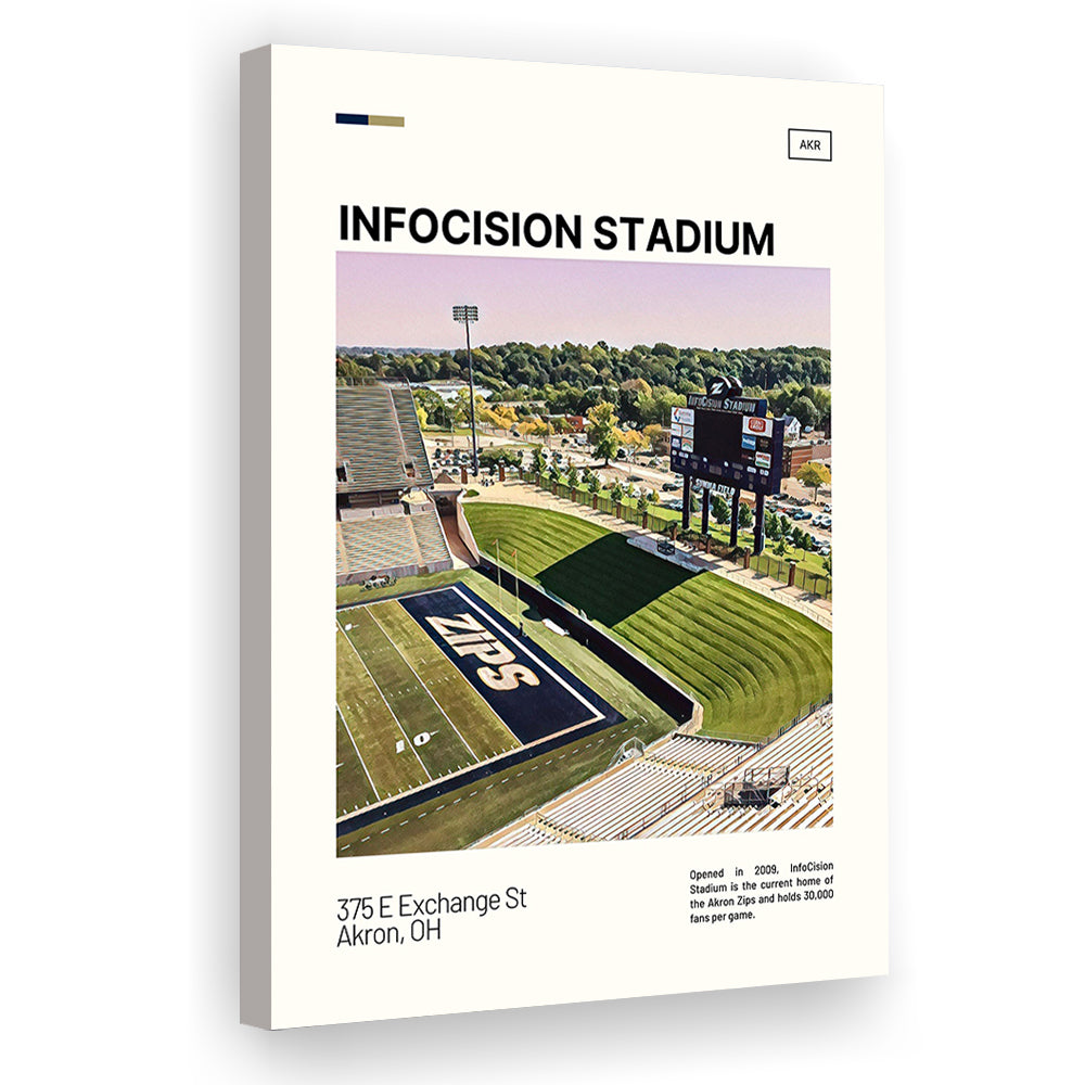 InfoCision Stadium Print, Akron Zips Stadium Canvas Art, Fan Gifts, Sport Art, Canvas Print Wall Art