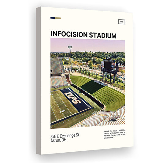 InfoCision Stadium Print, Akron Zips Stadium Canvas Art, Fan Gifts, Sport Art, Canvas Print Wall Art