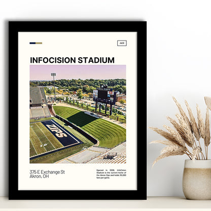 InfoCision Stadium Print, Akron Zips Stadium Art, Gifts for him, Sport Art, Framed Art Print Wall Decor