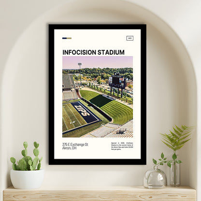 InfoCision Stadium Print, Akron Zips Stadium Art, Gifts for him, Sport Art, Framed Art Print Wall Decor