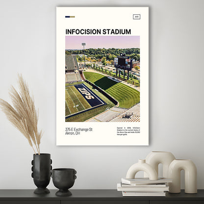 InfoCision Stadium Print, Akron Zips Stadium Canvas Art, Fan Gifts, Sport Art, Canvas Print Wall Art
