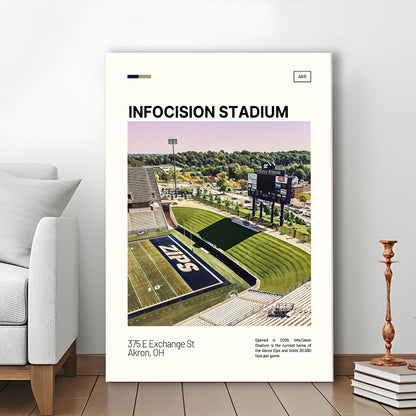 InfoCision Stadium Print, Akron Zips Stadium Canvas Art, Fan Gifts, Sport Art, Canvas Print Wall Art
