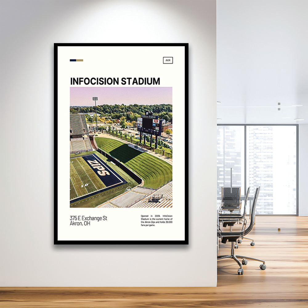 InfoCision Stadium Print, Akron Zips Stadium Art, Gifts for him, Sport Art, Framed Art Print Wall Decor