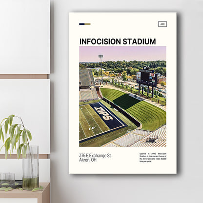 InfoCision Stadium Print, Akron Zips Stadium Canvas Art, Fan Gifts, Sport Art, Canvas Print Wall Art