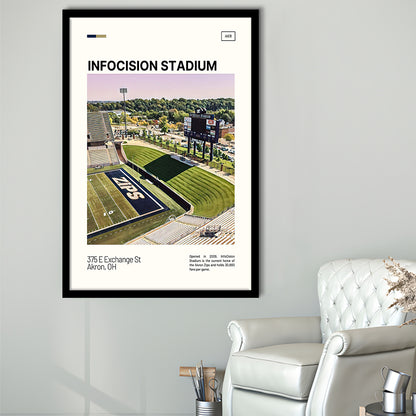 InfoCision Stadium Print, Akron Zips Stadium Art, Gifts for him, Sport Art, Framed Art Print Wall Decor