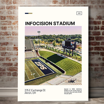 InfoCision Stadium Print, Akron Zips Stadium Canvas Art, Fan Gifts, Sport Art, Canvas Print Wall Art