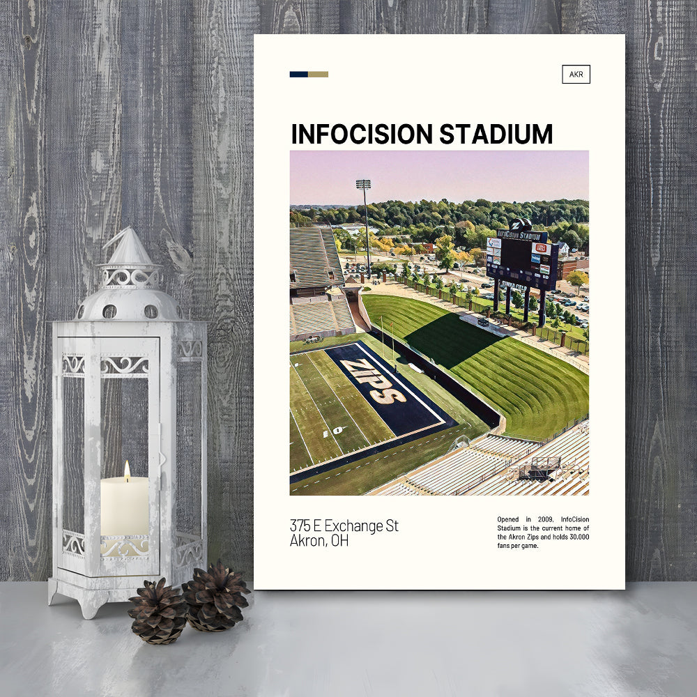 InfoCision Stadium Print, Akron Zips Stadium Canvas Art, Fan Gifts, Sport Art, Canvas Print Wall Art