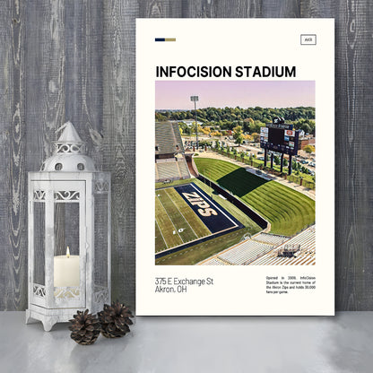 InfoCision Stadium Print, Akron Zips Stadium Canvas Art, Fan Gifts, Sport Art, Canvas Print Wall Art