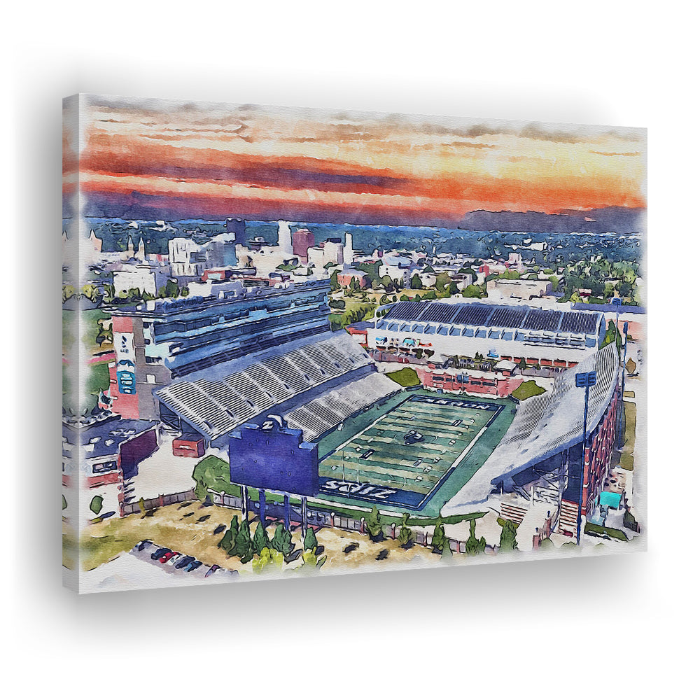 InfoCision Stadium  Summa Field WaterColor, Akron Ohio Watercolor, Sport Art, Gifts for him, Canvas Print Wall Art
