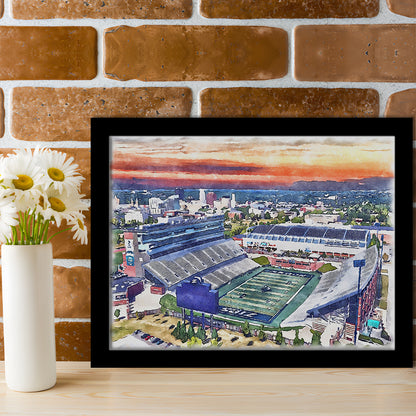 InfoCision Stadium  Summa Field WaterColor, Akron Ohio Watercolor, Sport Gift Art, Framed Art Print Wall Decor