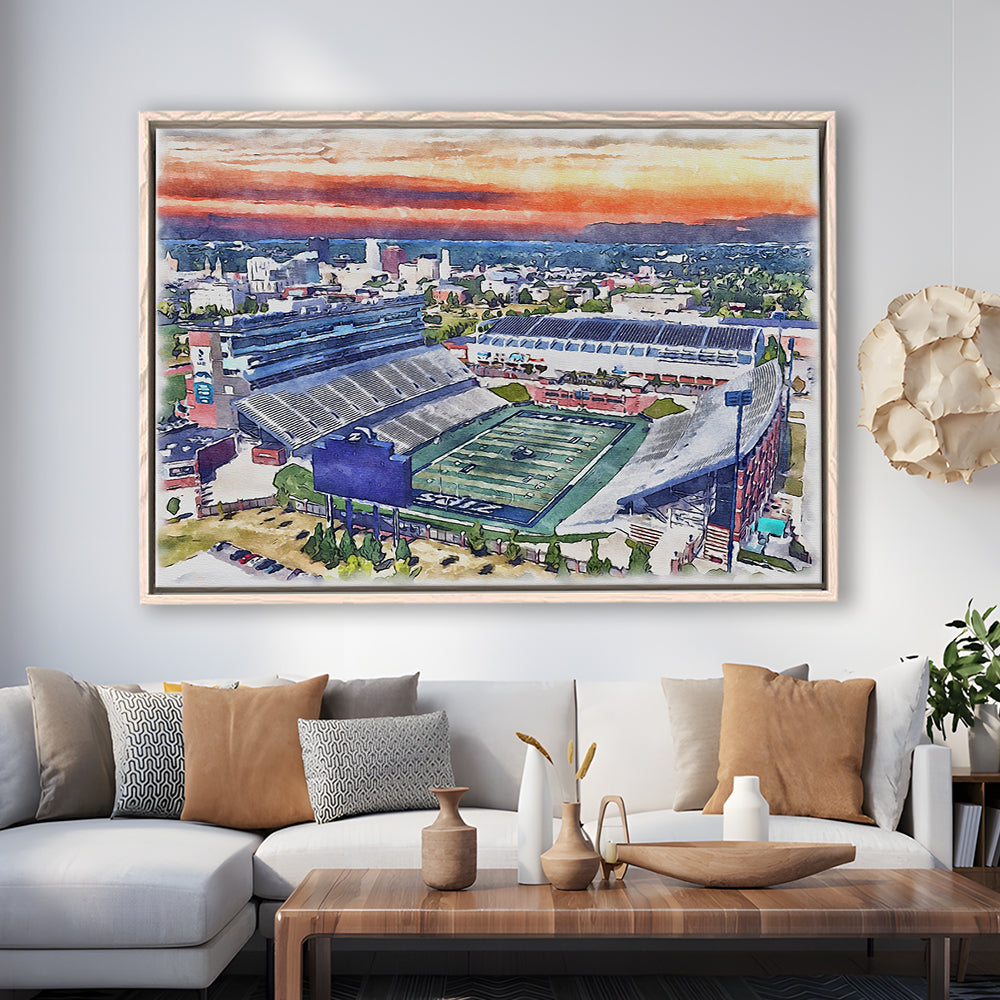 InfoCision Stadium  Summa Field WaterColor, Akron Ohio Watercolor, Sport Gift Art, Framed Canvas Print Wall Art