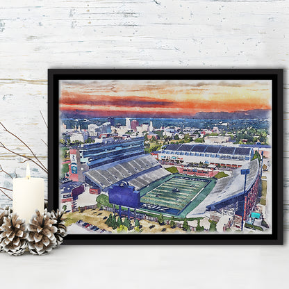 InfoCision Stadium  Summa Field WaterColor, Akron Ohio Watercolor, Sport Gift Art, Framed Canvas Print Wall Art
