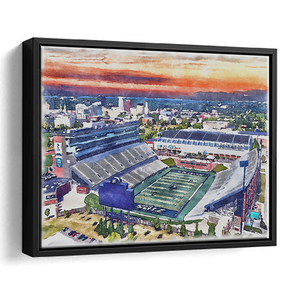 InfoCision Stadium  Summa Field WaterColor, Akron Ohio Watercolor, Sport Gift Art, Framed Canvas Print Wall Art