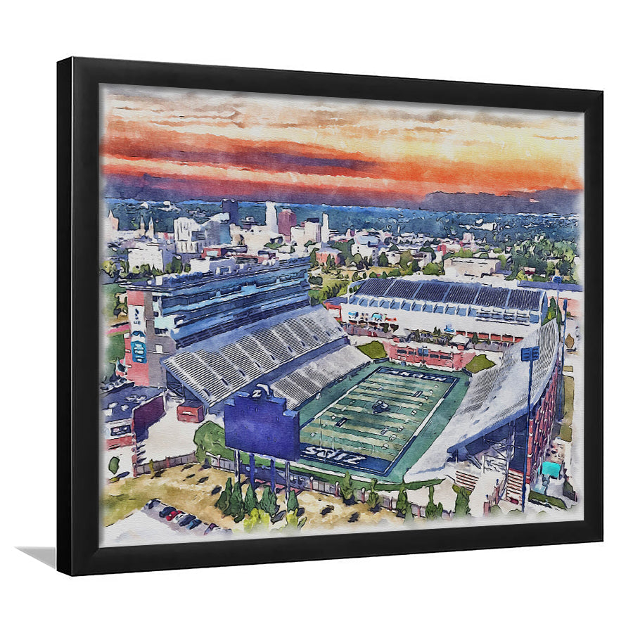 InfoCision Stadium  Summa Field WaterColor, Akron Ohio Watercolor, Sport Gift Art, Framed Art Print Wall Decor