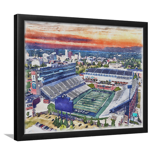 InfoCision Stadium  Summa Field WaterColor, Akron Ohio Watercolor, Sport Gift Art, Framed Art Print Wall Decor