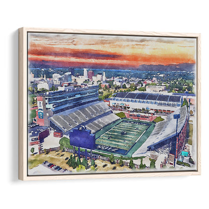 InfoCision Stadium  Summa Field WaterColor, Akron Ohio Watercolor, Sport Gift Art, Framed Canvas Print Wall Art