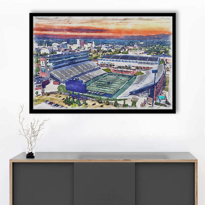 InfoCision Stadium  Summa Field WaterColor, Akron Ohio Watercolor, Sport Gift Art, Framed Art Print Wall Decor