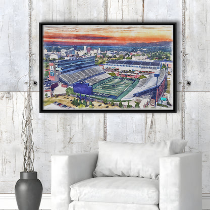 InfoCision Stadium  Summa Field WaterColor, Akron Ohio Watercolor, Sport Gift Art, Framed Canvas Print Wall Art