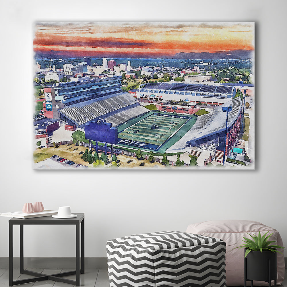 InfoCision Stadium  Summa Field WaterColor, Akron Ohio Watercolor, Sport Art, Gifts for him, Canvas Print Wall Art