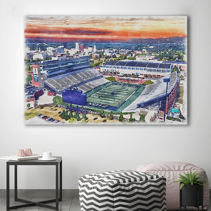 InfoCision Stadium  Summa Field WaterColor, Akron Ohio Watercolor, Sport Art, Gifts for him, Canvas Print Wall Art
