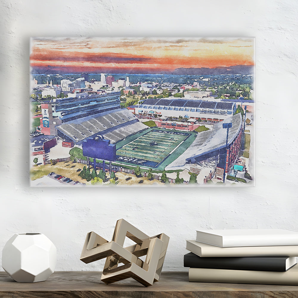 InfoCision Stadium  Summa Field WaterColor, Akron Ohio Watercolor, Sport Art, Gifts for him, Canvas Print Wall Art