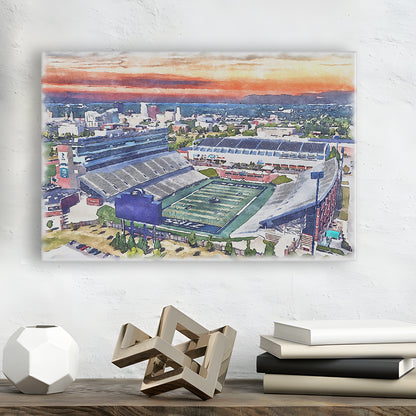 InfoCision Stadium  Summa Field WaterColor, Akron Ohio Watercolor, Sport Art, Gifts for him, Canvas Print Wall Art
