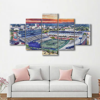 InfoCision Stadium  Summa Field WaterColor, Akron Ohio Watercolor, Sport Art, Mixed 5 Panel, Canvas Print Wall Art