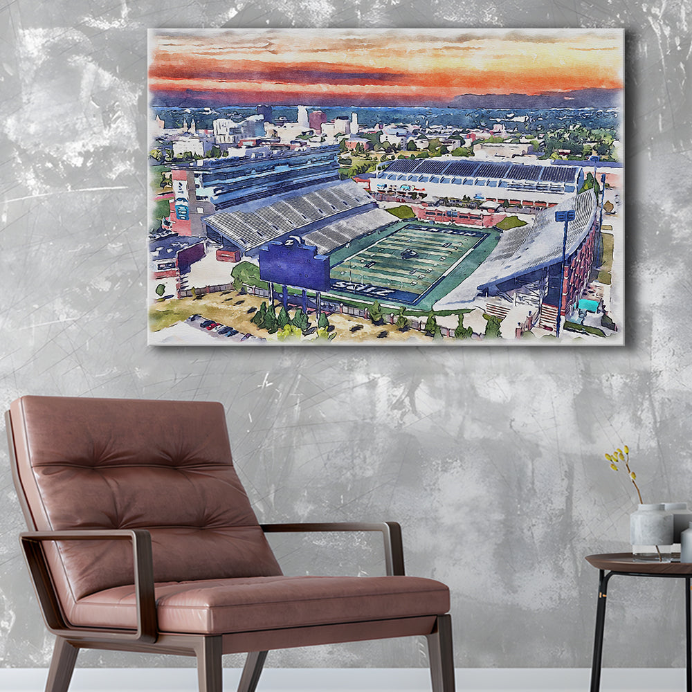 InfoCision Stadium  Summa Field WaterColor, Akron Ohio Watercolor, Sport Art, Gifts for him, Canvas Print Wall Art